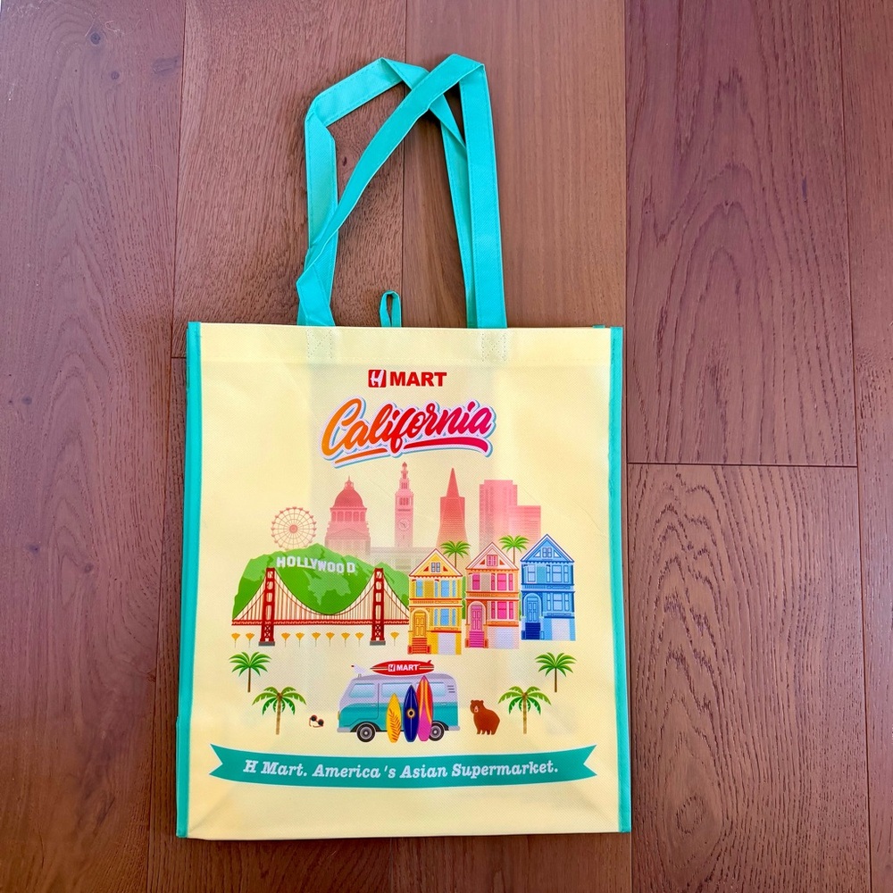 🇰🇷 Hmart NEW California Reusable Tote Bag - Yellow & Teal